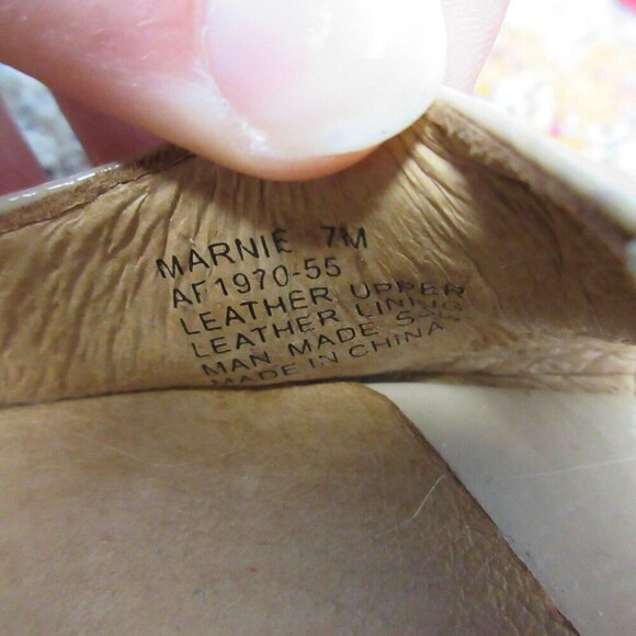 Miz Mooz Marnie High Heels Sandals Leather Strap 7 Beige Block y2k Stripe 520 - Picture 10 of 15